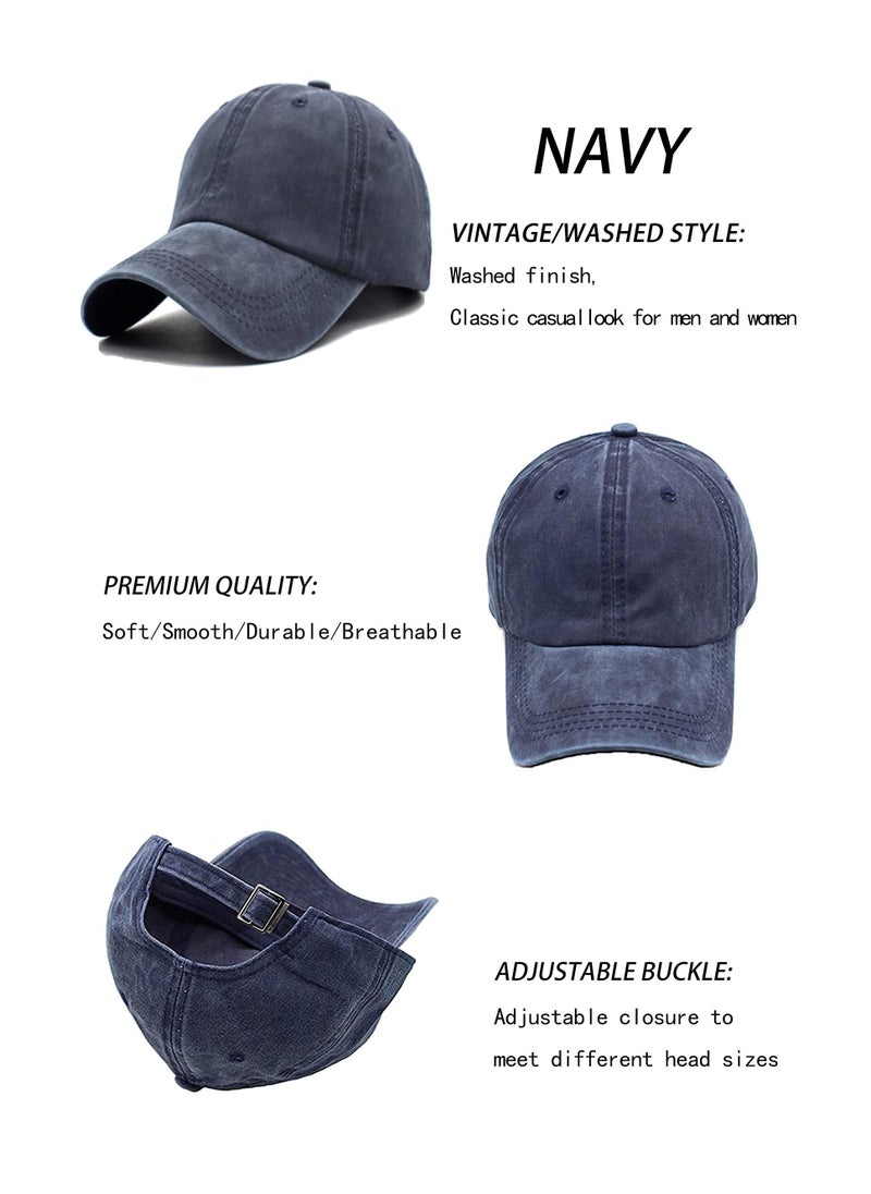 SYOSI - Unisex Vintage Washed Distressed Baseball Cap - Set of 3 - Adjustable Dad Hat with Buckle Closure(Black Gray Green) - Image 1