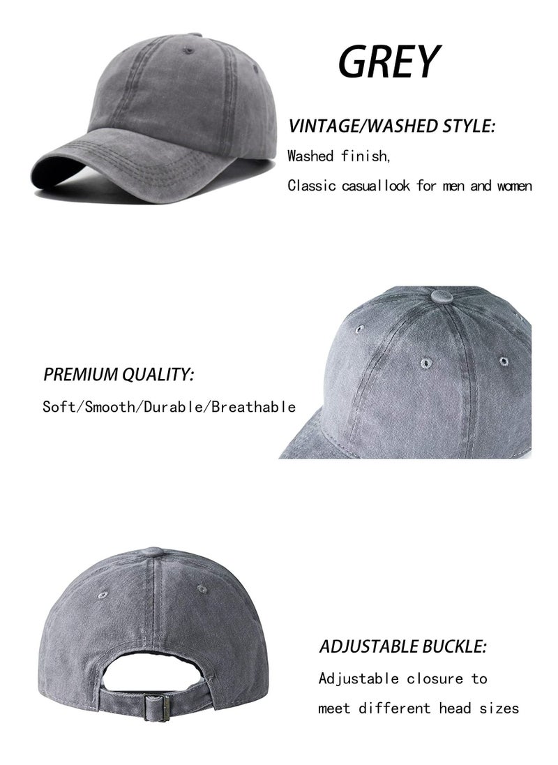 SYOSI - Unisex Vintage Washed Distressed Baseball Cap - Set of 3 - Adjustable Dad Hat with Buckle Closure(Black Gray Green) - Image 1