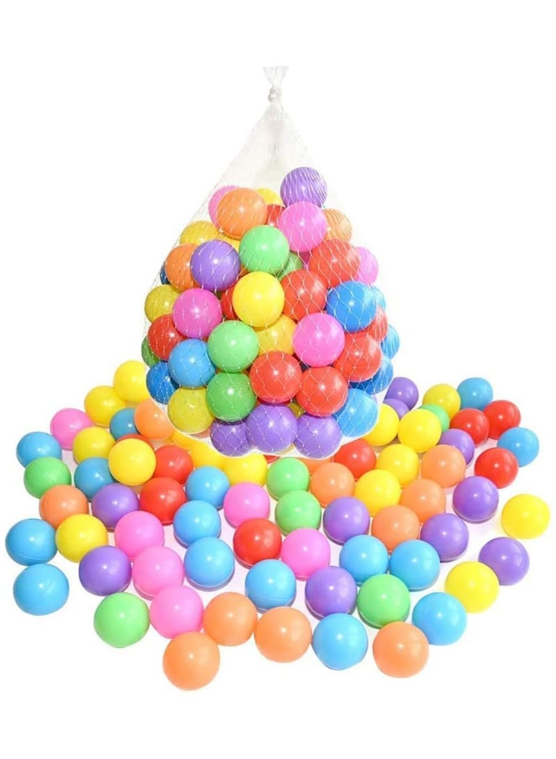 سكاي تاتش 100 قطعة من كل عبوة من كرات المحيط البلاستيكية الناعمة والملونة، مثالية لملء حظيرة اللعب الداخلية والخارجية وحفر الكرات وبيت اللعب للأطفال الصغار والأطفال الصغار - Image 1