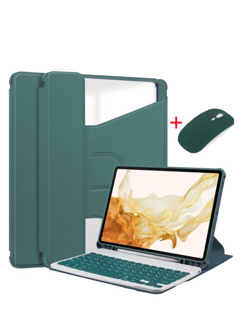 الحافظة متوافقة مع أجهزة Samsung Galaxy Tab A9 Plus/S9/S9FE/S9 Plus/S9FE Plus وتتضمن لوحة مفاتيح وفأرة لاسلكية قابلة للفصل، للحصول على زوايا مشاهدة متعددة، ووظيفة السكون/الاستيقاظ التلقائية.