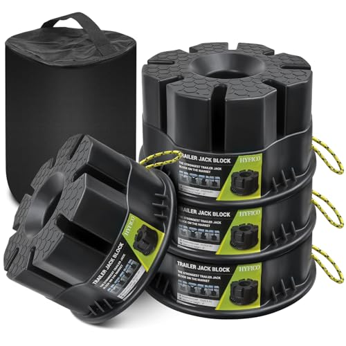 Hyfico Trailer Jack Block 4 Pack - RV Leveling Blocks for Travel Trailers Wheels and Any Jack, 20,000 lbs RV Camper Leveling Blocks with Bag, Leveling Blocks Universal Compatibility & Convenient Storage - Image 1