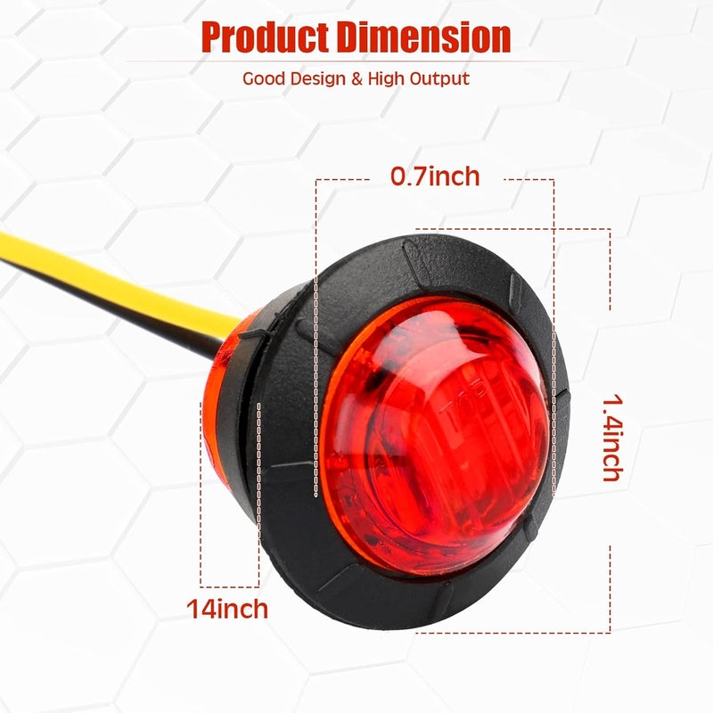 Treela 150 Pieces 3/4 Inch Round Mini Surface Mount LED Side Marker Lights - Red - Image 2