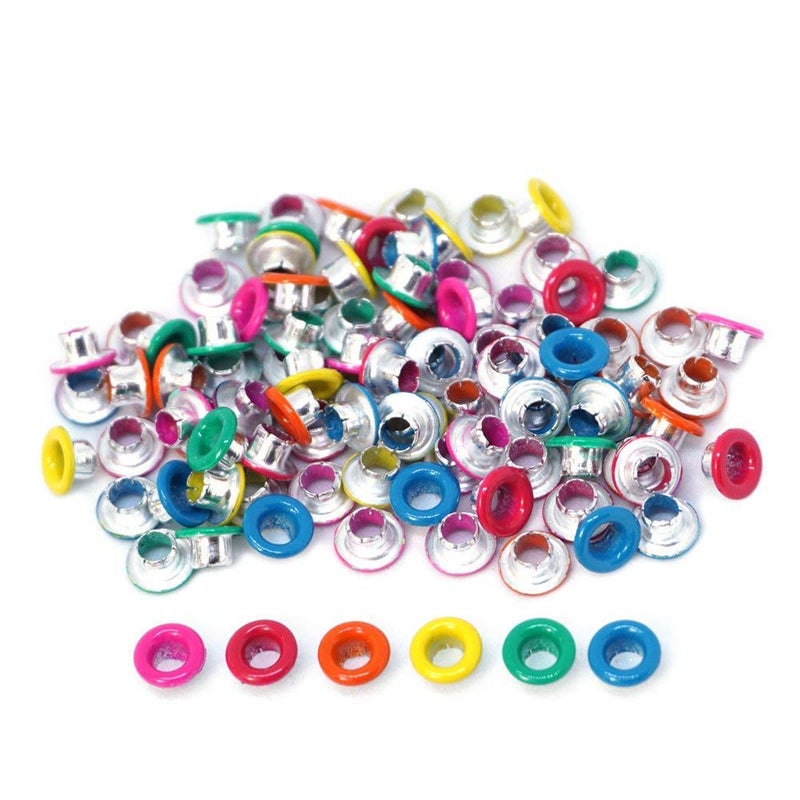 FoRapid 3mm18 Aluminum Quicklet EyeletsScrapbookingBirthday Wedding Greeting Holiday CardPaper CraftLuggage Cruise TagDIY AlbumClothing etcPreCut Back Slit Set with a Pen84 PCS Vivid