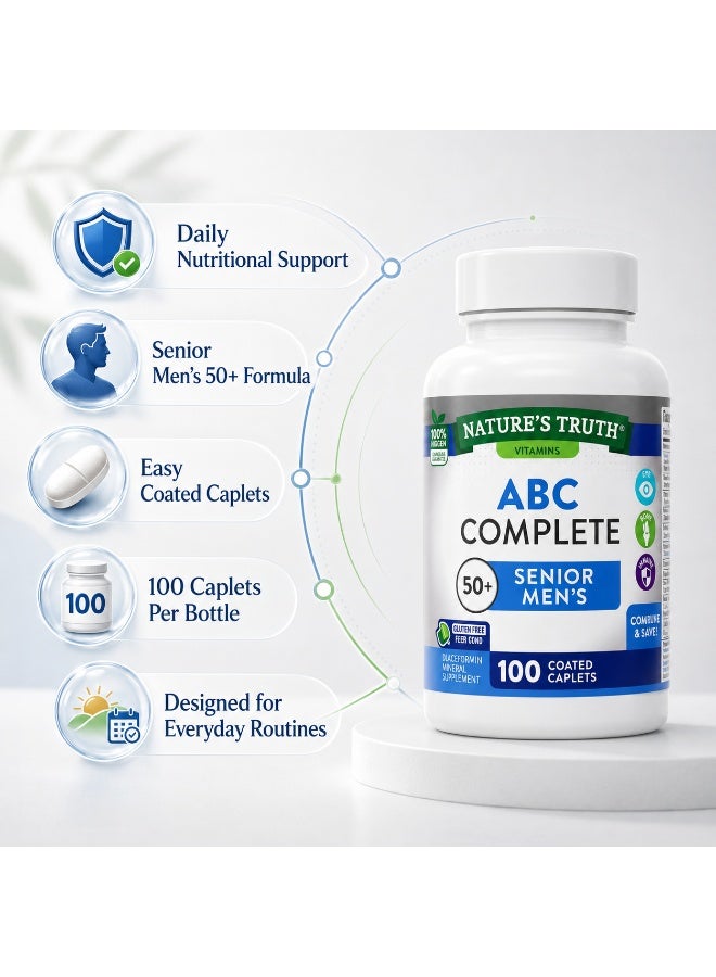 Nature's Truth Nature’s Truth ABC Complete Senior Men’s 50+ Vitamins, Complete Daily Wellness Multivitamin, 100 Coated Caplets - Image 3