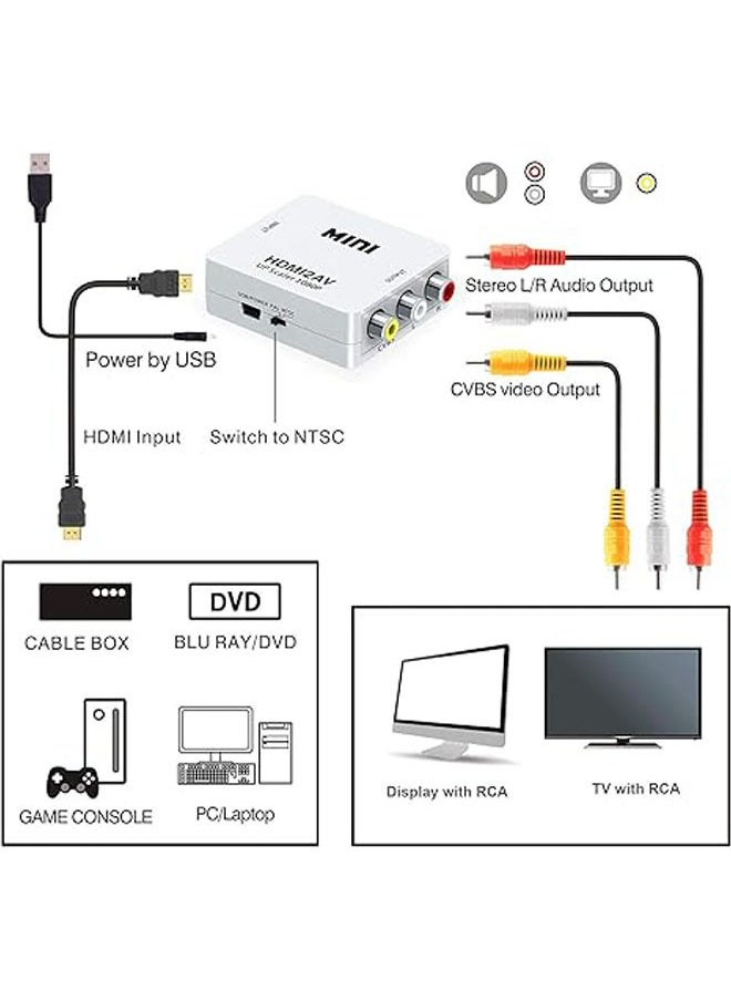 General - HDMI to RCA-WIN 1080P HDMI to AV 3RCA CVB Composite Video Audio Converter Adapter supports PAL/NTSC - Image 1