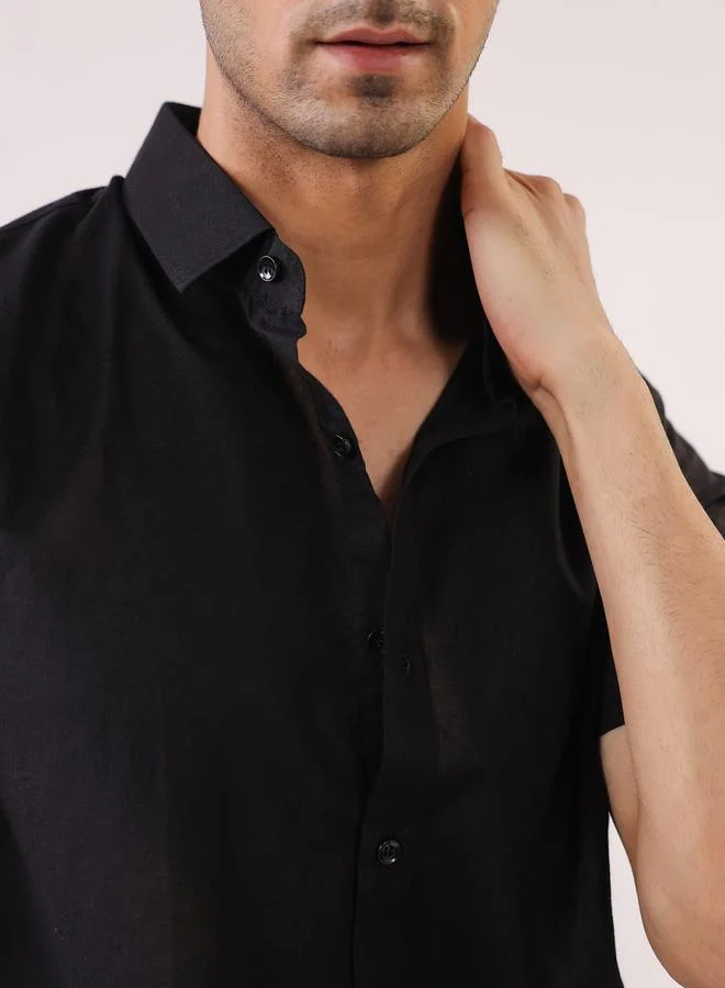 Truloom  Men Solid Regular Fit Cotton Shirt for Men | Best Price UAE