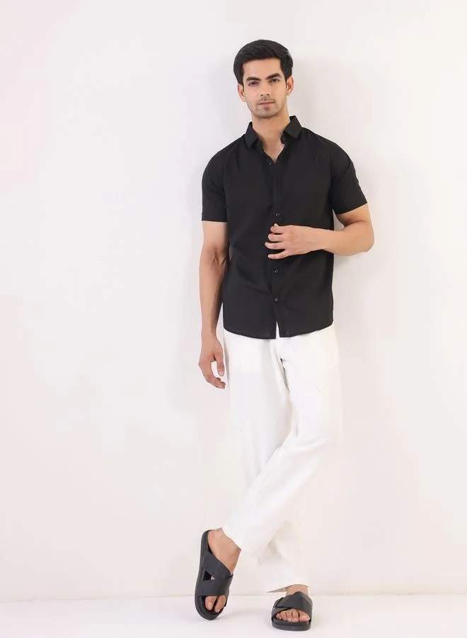 Truloom  Men Solid Regular Fit Cotton Shirt for Men | Best Price UAE