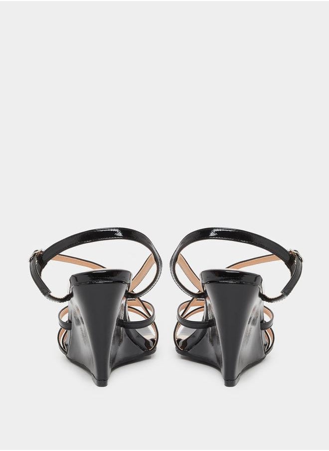Styli Plain Strappy Wedge Heel Sandals  - Image 4