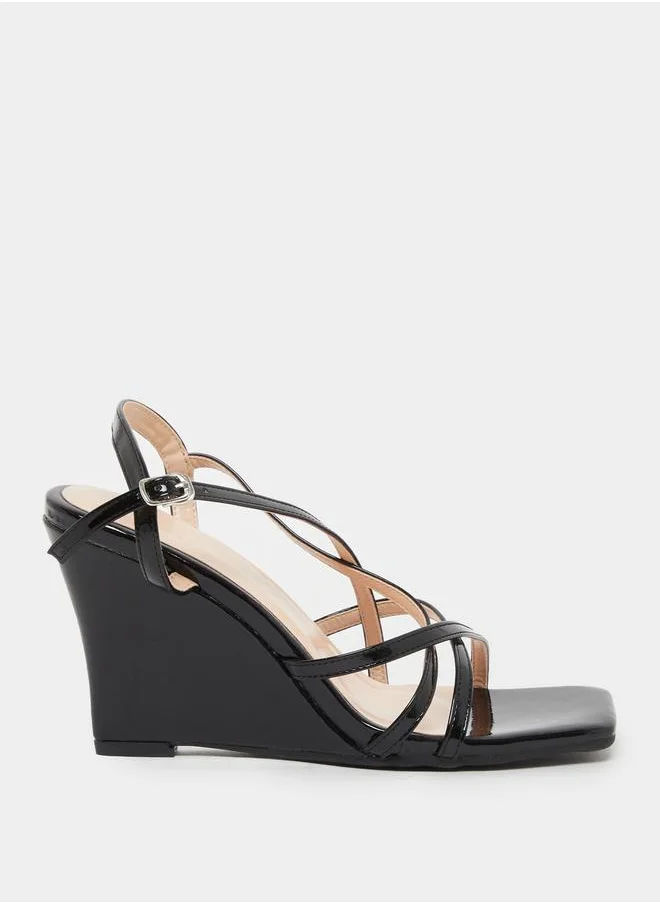 Styli Plain Strappy Wedge Heel Sandals