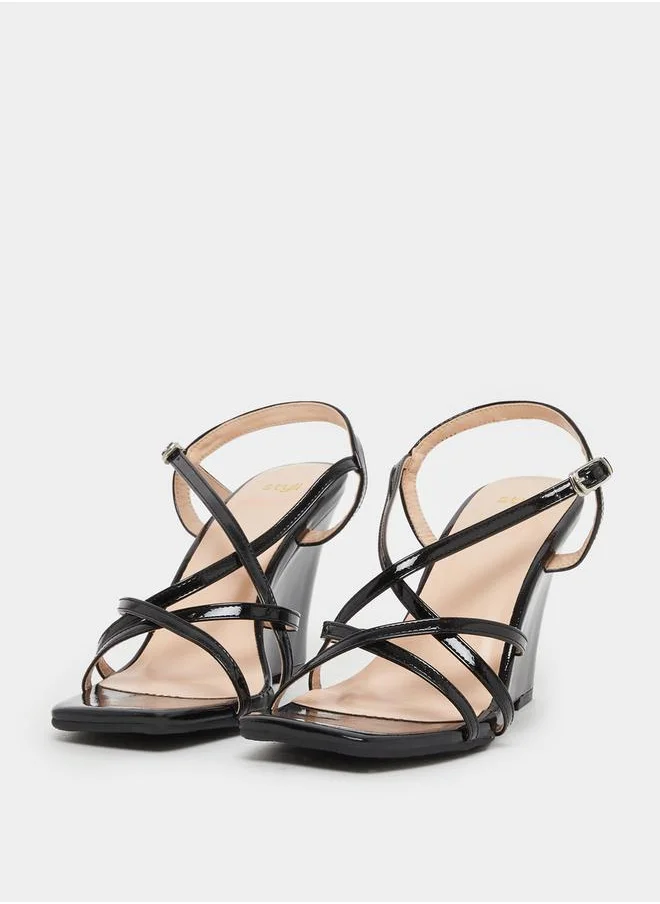 Styli Plain Strappy Wedge Heel Sandals