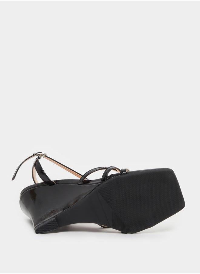 Plain Strappy Wedge Heel Sandals