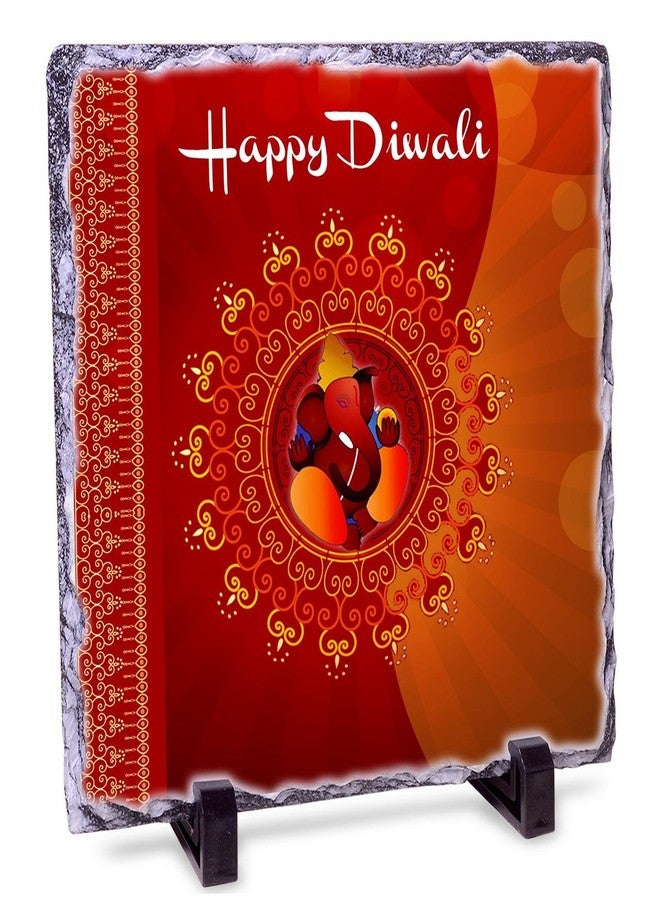 Alwaysgift May The Blessings of Lord Ganesha 2 Diyas, Wallet, Smiley Keychain, & Rock Tile Frame Gift Set - Image 3
