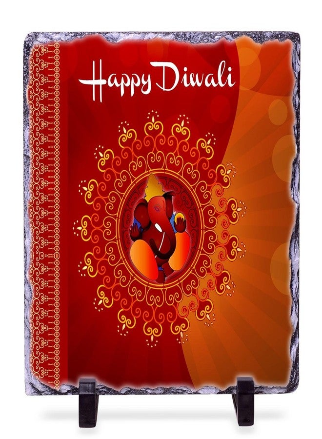 Alwaysgift May The Blessings of Lord Ganesha 2 Diyas, Wallet, Smiley Keychain, & Rock Tile Frame Gift Set - Image 4