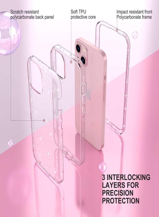 ULAK Compatible with iPhone 15 Plus Case Glitter, Heavy Duty Dual Layer Shockproof Protection Women Sparkly Transparent Protective Phone Cover for iPhone 15 Plus 6.7 inch, Clear Glitter - Image 3