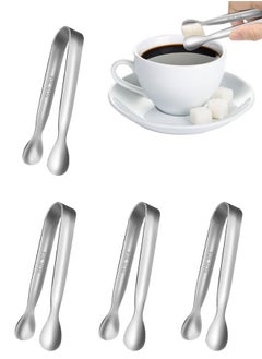 HAWAWA 4pcs Mini Ice Tongs Sugar Tongs Stainless Steel Small Serving Tongs Appetizers Tongs for Coffee Tea Sugar Candy Ice Cube Party Bar Kitchen 10.5cm  - Image 1