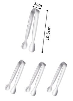 HAWAWA 4pcs Mini Ice Tongs Sugar Tongs Stainless Steel Small Serving Tongs Appetizers Tongs for Coffee Tea Sugar Candy Ice Cube Party Bar Kitchen 10.5cm  - Image 2
