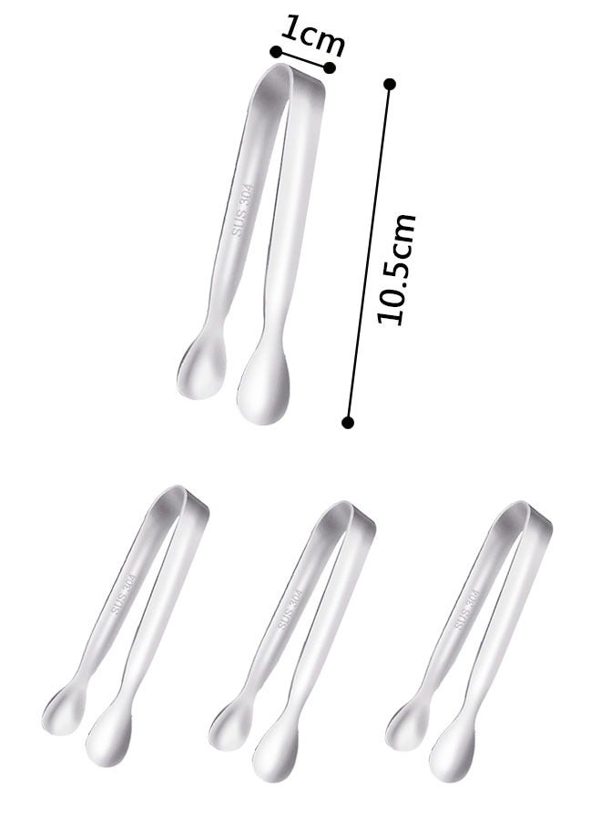 HAWAWA 4pcs Mini Ice Tongs Sugar Tongs Stainless Steel Small Serving Tongs Appetizers Tongs for Coffee Tea Sugar Candy Ice Cube Party Bar Kitchen 10.5cm  - Image 2