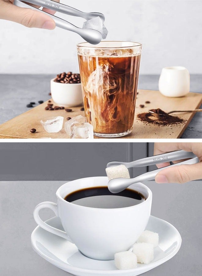 HAWAWA 4pcs Mini Ice Tongs Sugar Tongs Stainless Steel Small Serving Tongs Appetizers Tongs for Coffee Tea Sugar Candy Ice Cube Party Bar Kitchen 10.5cm  - Image 5