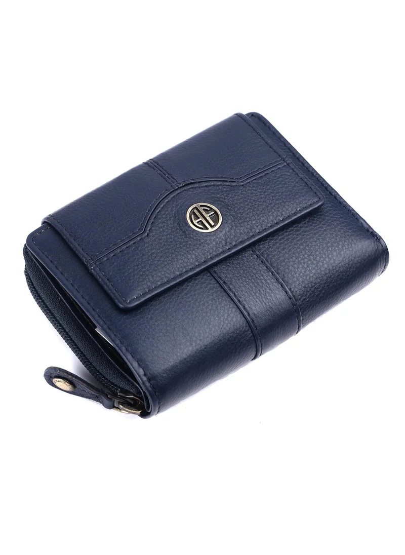 HAMMONDS FLYCATCHER Wallet for Women - Leather Ladies Wallet - Blue - 14 Card Slots - RFID Protection - 3 ID Card Slots - Women's Wallet - Button Closure -Hand Wallet - Daily Use, Money Purse | FQQK