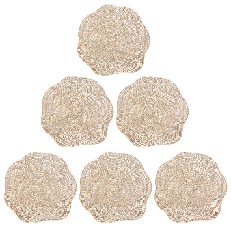 6pcs Valentine's Day Hollow Placemats Rose Shape Party Table Mats - Image 1