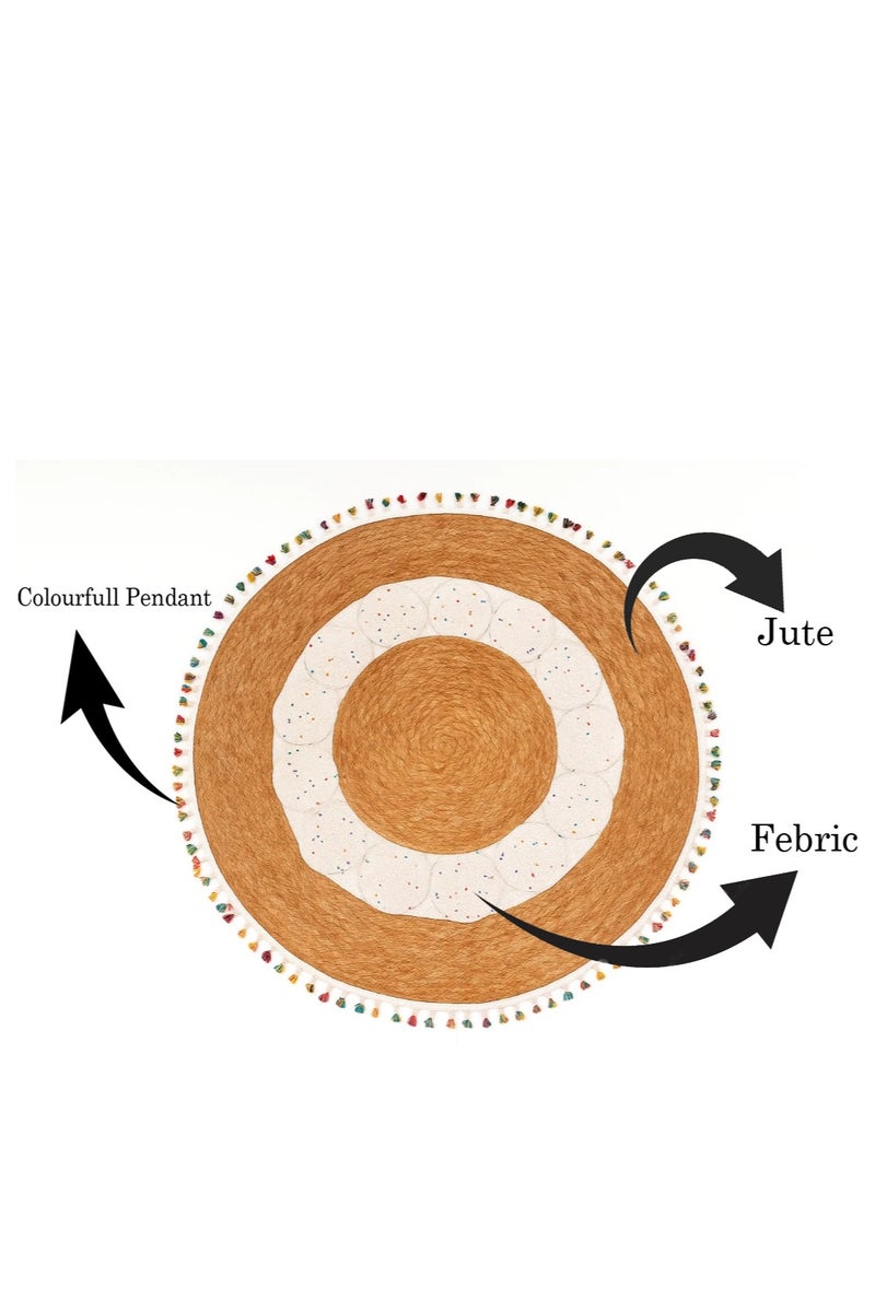 LINGWEI Hand Woven Farmhouse Jute Area Rug Round Rustic Vintage Beige Braided Reversible Rug for Bedroom, Kitchen, Living Room, Farmhouse - Image 4