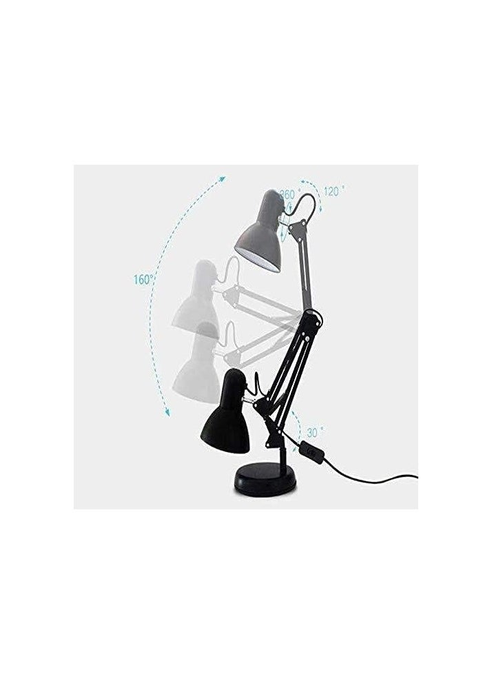 Generic - Modern LED table lamp with long adjustable swing arm, classic clip, color: black. - Image 1