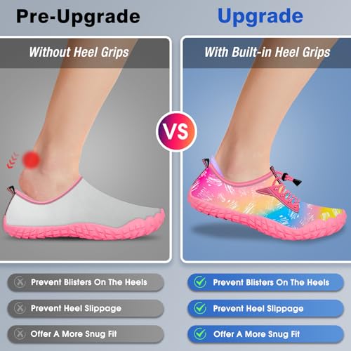 CROVA Builtin Heel Grips Water Shoes for Kids Girls Boys Hiking Shoes Wide Barefoot Swim Beach Pools Aqua Socks SlipOn Quick Dry Lightweight for Big Little Kids Toddler - Image 3