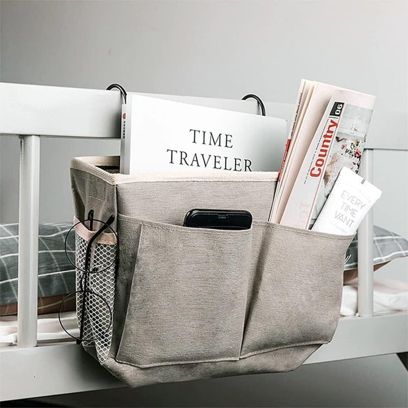 SADMAX Multipurpose Bedside Hanging Storage Basket Cloth Dorm Bed Hanging Basket Space Saving For Glasses Books Mobile Phones Keys - Image 2