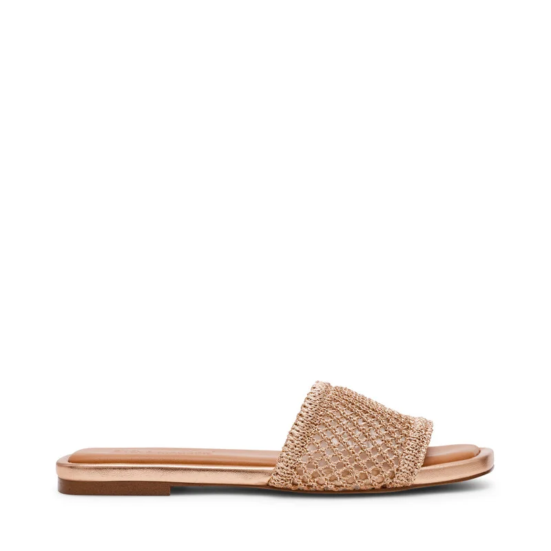 Steve Madden Lazzo Crochet Gold Women's Flat Sandals