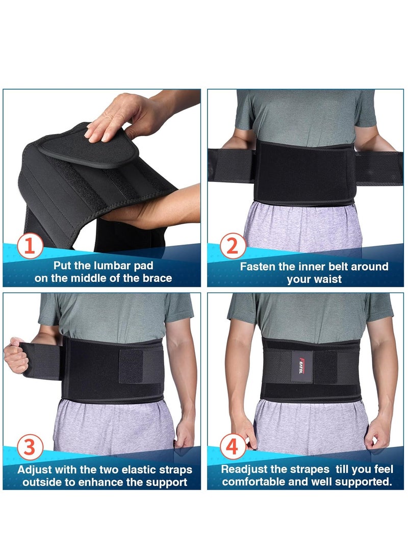 Back Brace Support Belt-Lumbar Support Back Brace for Back Pain, Sciatica, Scoliosis, Herniated Disc Adjustable Support Straps-Lower Back Brace with Removable Lumbar Pad for Men & Women