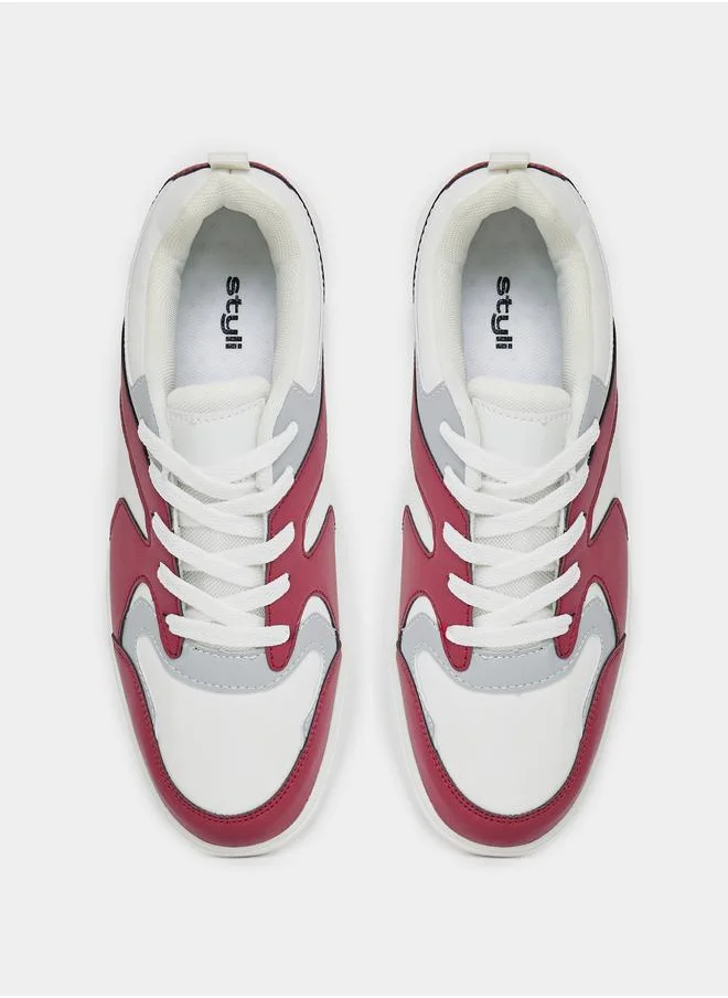 Styli Color Block Lace Up Sneakers