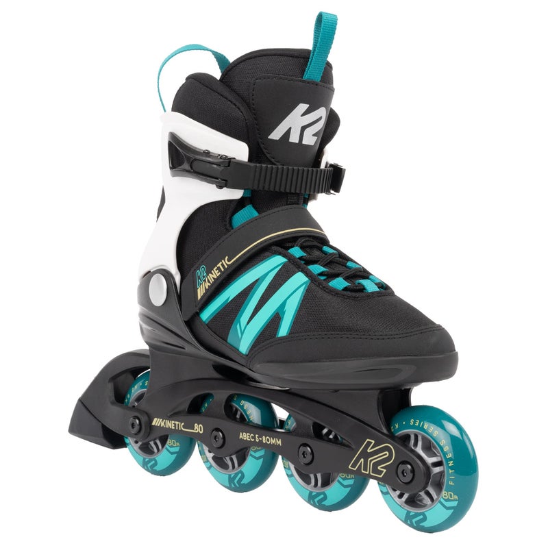 K2 Kinetic 80 Women's Inline Skates - Black/Turquoise, 11.0 - Image 1