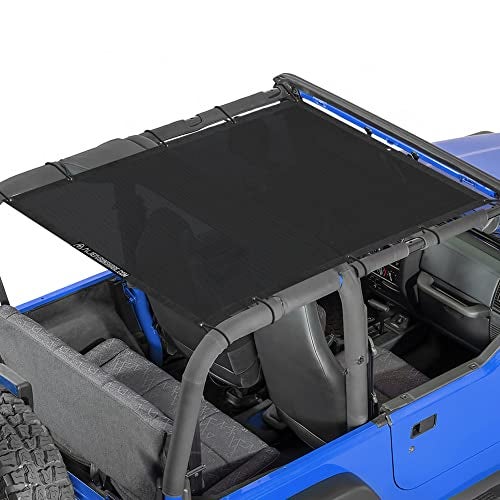 Alien Sunshade Jeep Wrangler TJ Sun Shade (1996-2006) & YJ (1987-1995) Jeep Wrangler Accessories, Full Length Mesh Sun Shade for TJ & YJ 2 Door, Blocks UV, Wind, Noise, Bikini Top Cover (Black) - Image 1