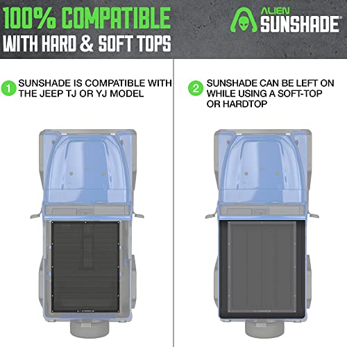 Alien Sunshade Jeep Wrangler TJ Sun Shade (1996-2006) & YJ (1987-1995) Jeep Wrangler Accessories, Full Length Mesh Sun Shade for TJ & YJ 2 Door, Blocks UV, Wind, Noise, Bikini Top Cover (Black) - Image 4