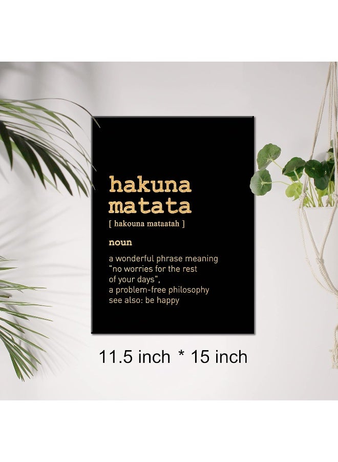 JerLoe Inspirational Gold Foil Canvas Wall Art Positive Hakuna Matata Quote Print Framed Canvas Painting Artwork Home Decor Gifts 12x15 Inch - Image 2