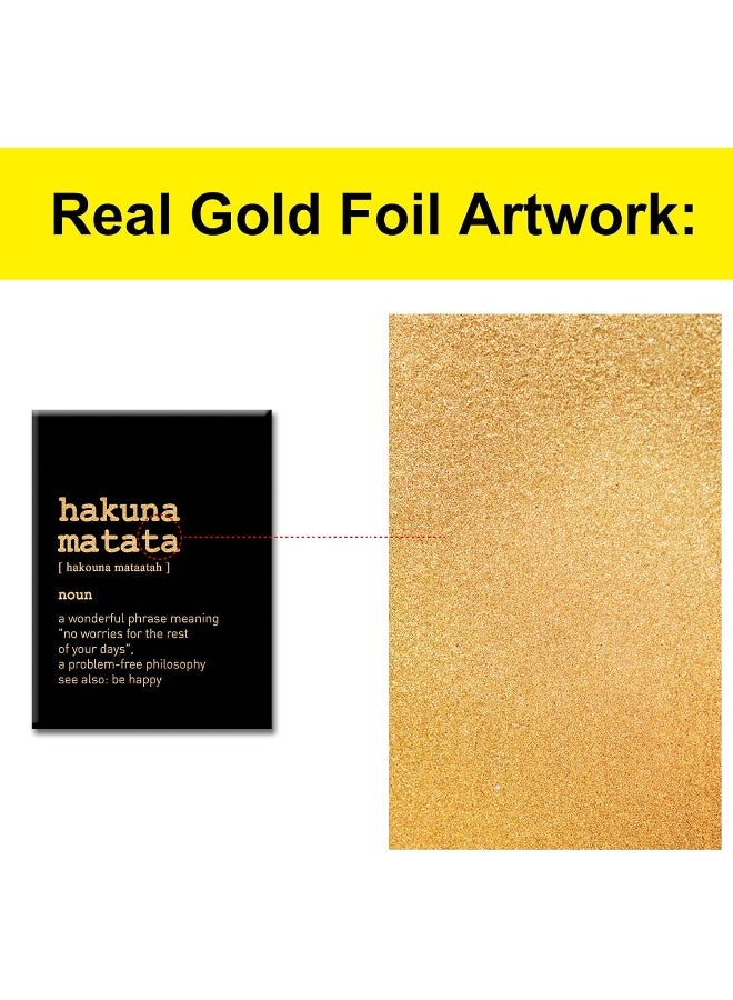 JerLoe Inspirational Gold Foil Canvas Wall Art Positive Hakuna Matata Quote Print Framed Canvas Painting Artwork Home Decor Gifts 12x15 Inch - Image 3