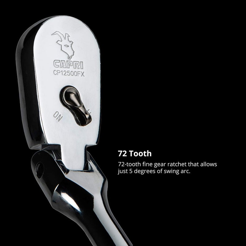 Capri Tools Ratchets, True 72-Tooth, 5-Degree Swing Arc (3-Piece Set/Flex-Head Low Profile), (Model: CP12000FX) - Image 4