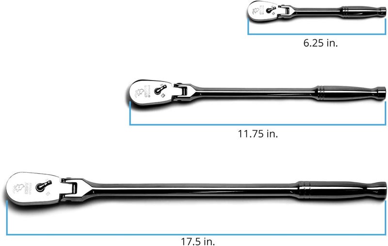 Capri Tools Ratchets, True 72-Tooth, 5-Degree Swing Arc (3-Piece Set/Flex-Head Low Profile), (Model: CP12000FX) - Image 2