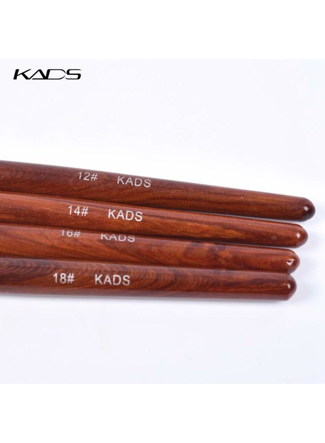 KADS Acrylic Nail Art Brush 100% Kolinsky Sable Pen Red Wood Round Flat Acrylic Brush for Nail Art Brush for Nail Gel Builder Tool (Set of 4) - Image 4