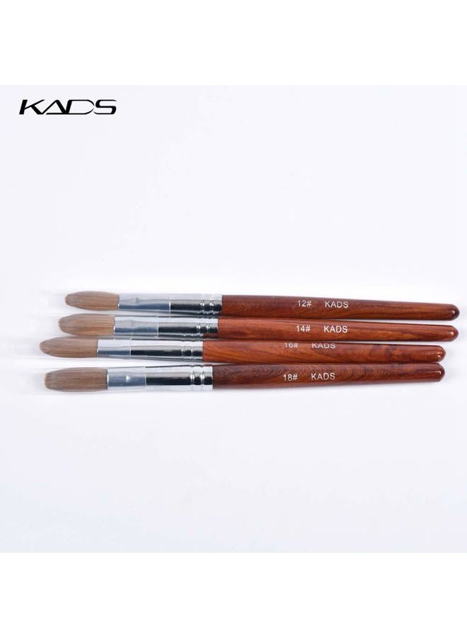 KADS Acrylic Nail Art Brush 100% Kolinsky Sable Pen Red Wood Round Flat Acrylic Brush for Nail Art Brush for Nail Gel Builder Tool (Set of 4) - Image 5