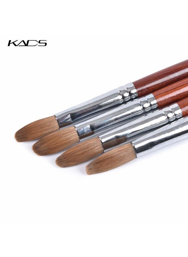 KADS Acrylic Nail Art Brush 100% Kolinsky Sable Pen Red Wood Round Flat Acrylic Brush for Nail Art Brush for Nail Gel Builder Tool (Set of 4) - Image 2