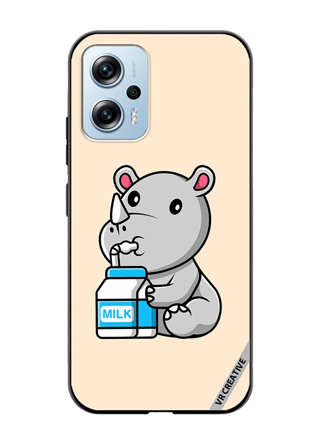 VR CREATIVE Protective Case Cover For Xiaomi Poco X4 GT Cute Rhino Design Multicolour - Image 1