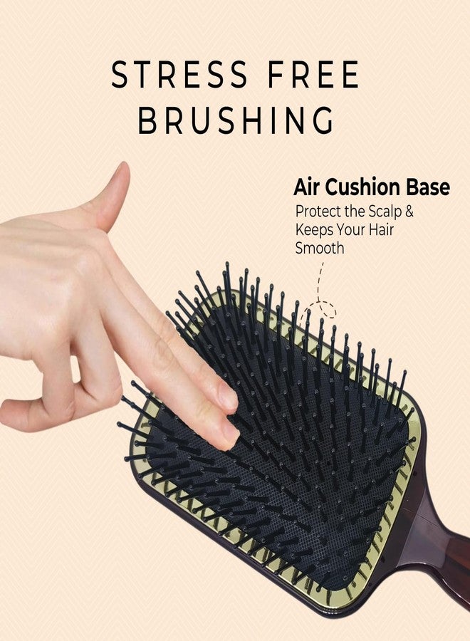 Scarlet Line Large Paddle Hair Brush with Plastic Handle, Air Cushion Paddle Brush with Ball Tip Nylon Bristles Styling and Straightening, Shell - Image 4