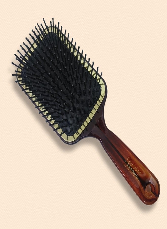 Scarlet Line Large Paddle Hair Brush with Plastic Handle, Air Cushion Paddle Brush with Ball Tip Nylon Bristles Styling and Straightening, Shell - Image 1