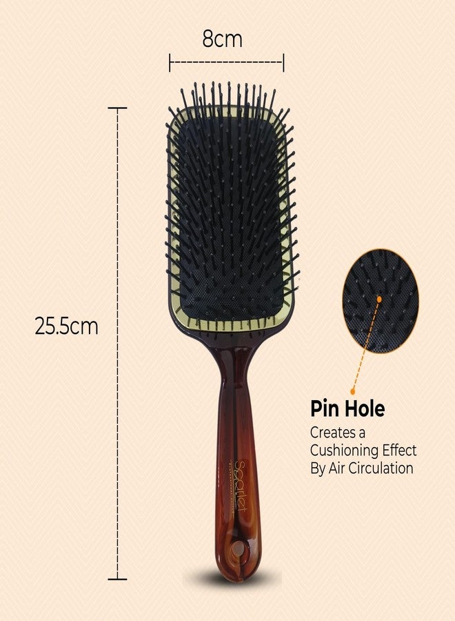 Scarlet Line Large Paddle Hair Brush with Plastic Handle, Air Cushion Paddle Brush with Ball Tip Nylon Bristles Styling and Straightening, Shell - Image 2