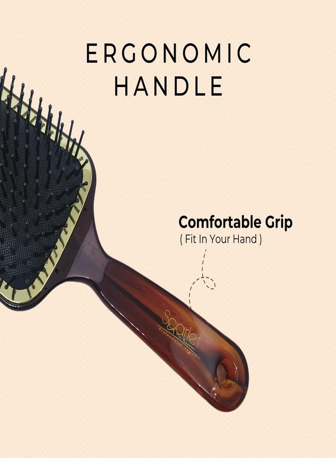 Scarlet Line Large Paddle Hair Brush with Plastic Handle, Air Cushion Paddle Brush with Ball Tip Nylon Bristles Styling and Straightening, Shell - Image 5