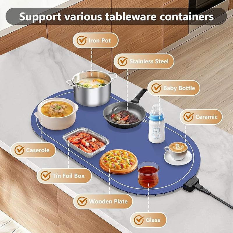 seenlast Food Warming Mat with Adjustable Temperature Timer, 10S Fast Heating Silicone Food Warmers for Party, Buffet and Daily Use - Image 3