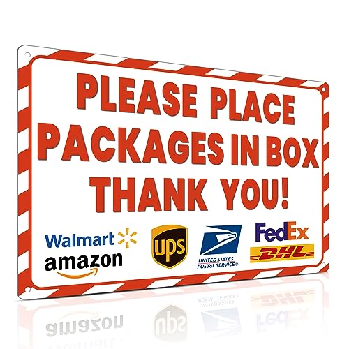 ALKB 8x12 Inch Rust-Free Aluminum Package Delivery Sign for Outdoor Use - Please Place Packages in Box Thank You - Delivery Signs for Packages, Delivery Box - Image 1