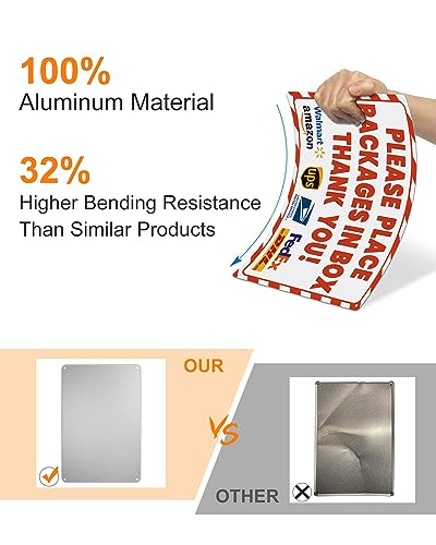 ALKB 8x12 Inch Rust-Free Aluminum Package Delivery Sign for Outdoor Use - Please Place Packages in Box Thank You - Delivery Signs for Packages, Delivery Box - Image 4