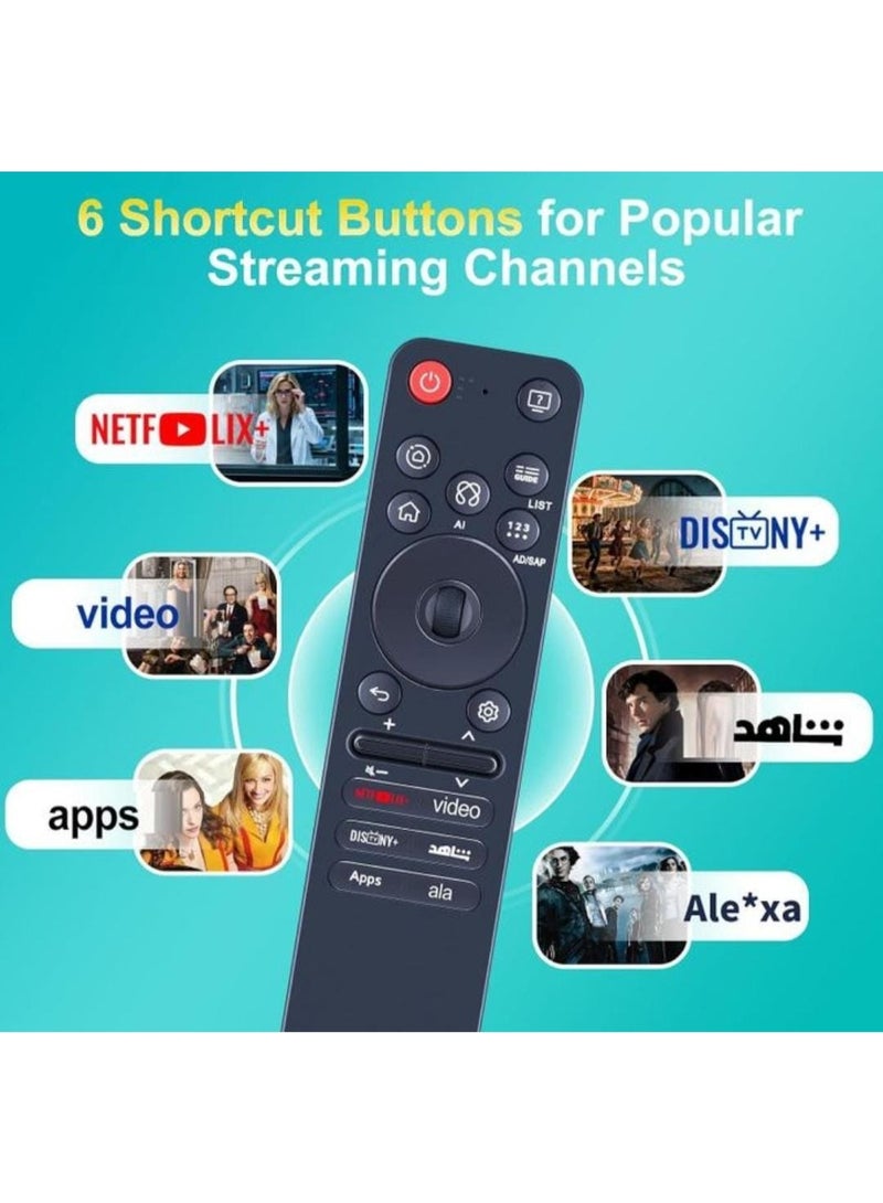 LG Magic Remote Control (MR25GA) Compatible with LG Remote 2025 TVs OLED G5 C5 B5 Series QNED 92A 85A 80A Series,Voice Remote Control with L G TVs Includes AI, Pointer and Alexa Voice - Image 2